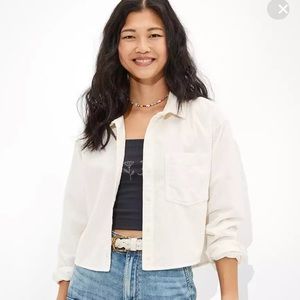 AE Cropped Corduroy Button Up